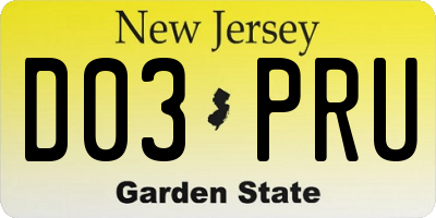 NJ license plate D03PRU
