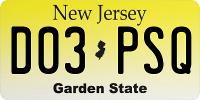 NJ license plate D03PSQ