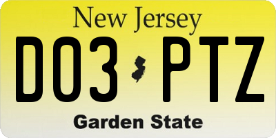 NJ license plate D03PTZ