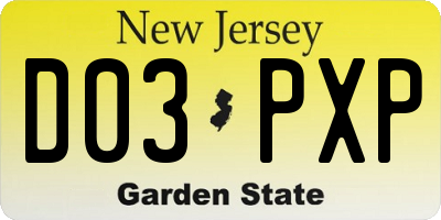 NJ license plate D03PXP