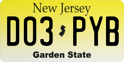 NJ license plate D03PYB