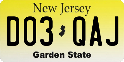 NJ license plate D03QAJ
