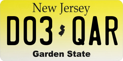 NJ license plate D03QAR