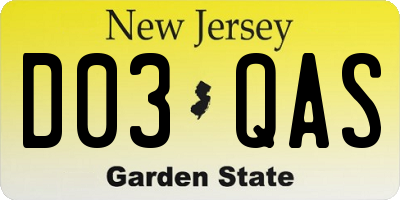 NJ license plate D03QAS