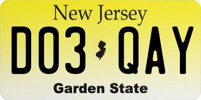 NJ license plate D03QAY