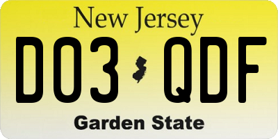 NJ license plate D03QDF