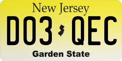 NJ license plate D03QEC