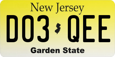 NJ license plate D03QEE