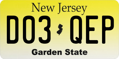 NJ license plate D03QEP