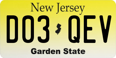 NJ license plate D03QEV