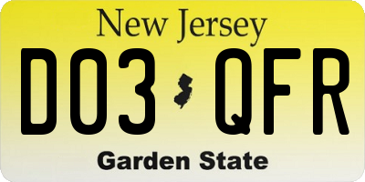 NJ license plate D03QFR