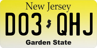 NJ license plate D03QHJ