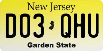 NJ license plate D03QHU