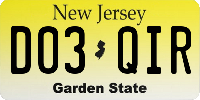 NJ license plate D03QIR
