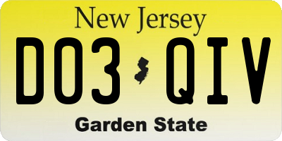 NJ license plate D03QIV