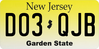 NJ license plate D03QJB
