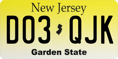 NJ license plate D03QJK