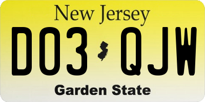 NJ license plate D03QJW