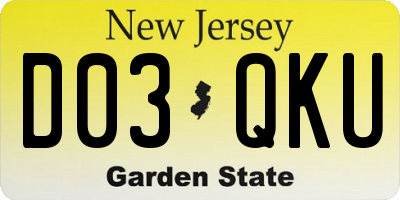 NJ license plate D03QKU