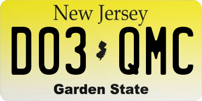 NJ license plate D03QMC