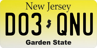 NJ license plate D03QNU