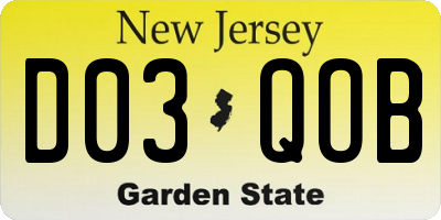 NJ license plate D03QOB