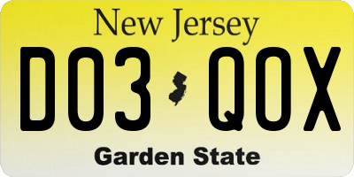 NJ license plate D03QOX