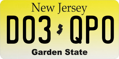 NJ license plate D03QPO