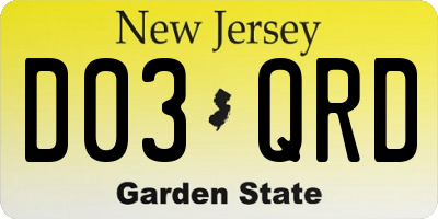 NJ license plate D03QRD
