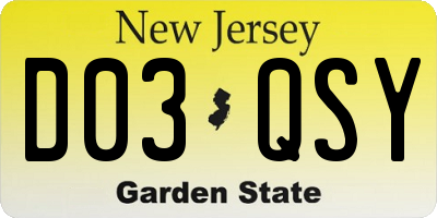 NJ license plate D03QSY