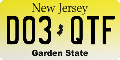 NJ license plate D03QTF