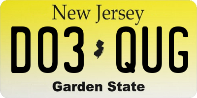 NJ license plate D03QUG