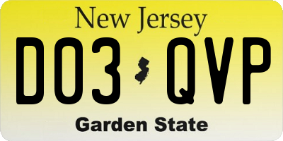 NJ license plate D03QVP