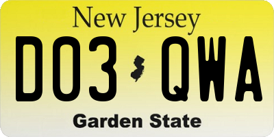 NJ license plate D03QWA