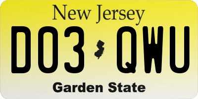 NJ license plate D03QWU