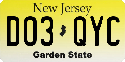 NJ license plate D03QYC