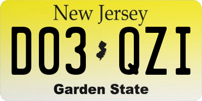 NJ license plate D03QZI