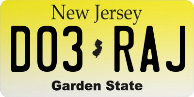 NJ license plate D03RAJ
