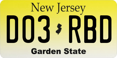 NJ license plate D03RBD