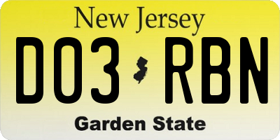 NJ license plate D03RBN