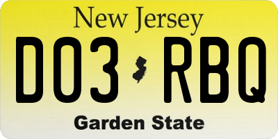 NJ license plate D03RBQ