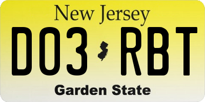 NJ license plate D03RBT
