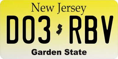 NJ license plate D03RBV