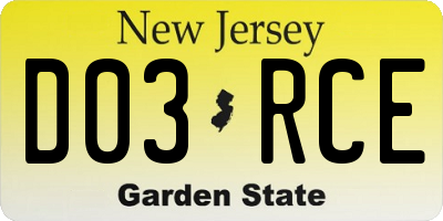 NJ license plate D03RCE