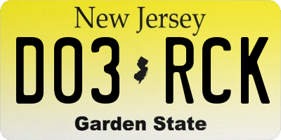 NJ license plate D03RCK