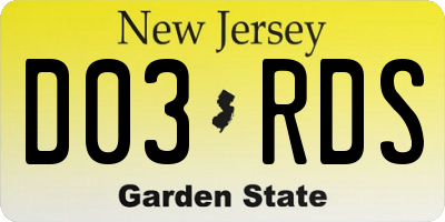 NJ license plate D03RDS