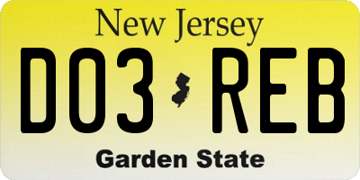 NJ license plate D03REB