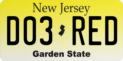 NJ license plate D03RED