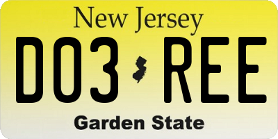 NJ license plate D03REE