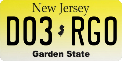 NJ license plate D03RGO